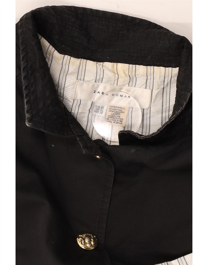 Женский укороченный бомбер Zara UK 18 XL, черный хлопок