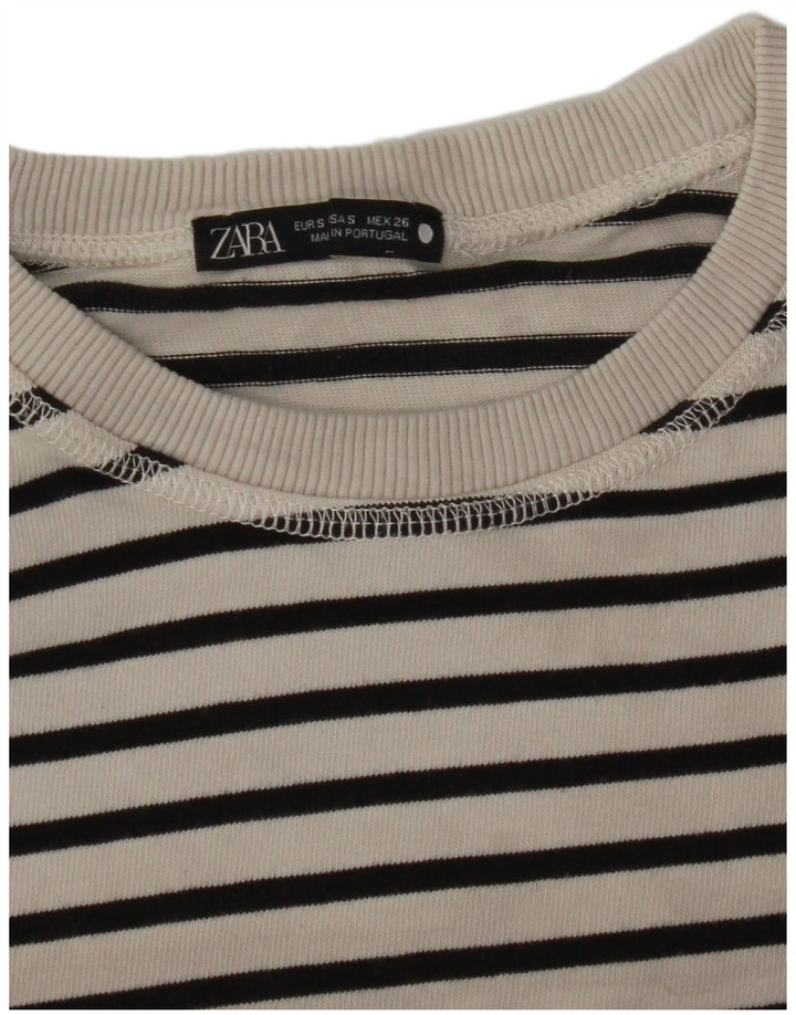 Женский топ Zara с длинным рукавом UK 10, маленький белый в полоску