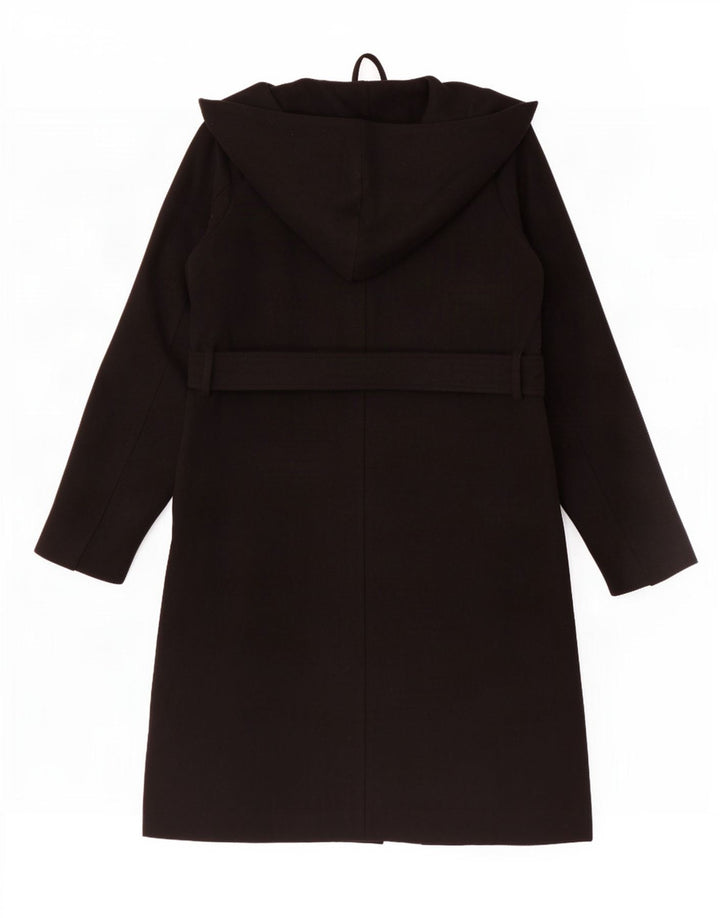 Женское пальто с капюшоном Zara UK 14, средний черный полиэстер