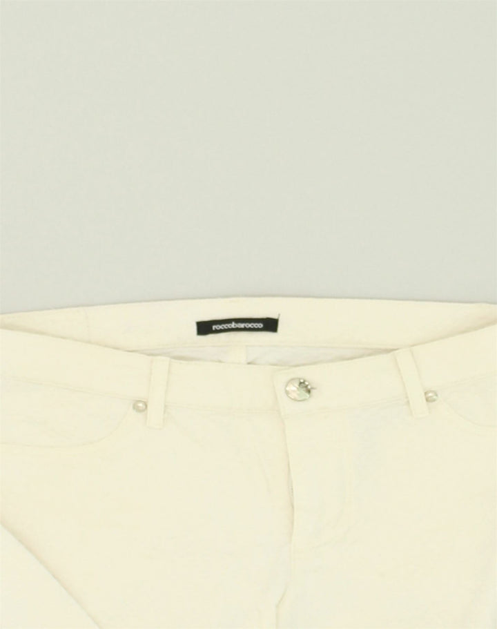 ROCCOBAROCCO Womens Skinny Casual Trousers IT 42 Medium W32 L33 White | Vintage Roccobarocco | Thrift | Second-Hand Roccobarocco | Used Clothing | Messina Hembry 