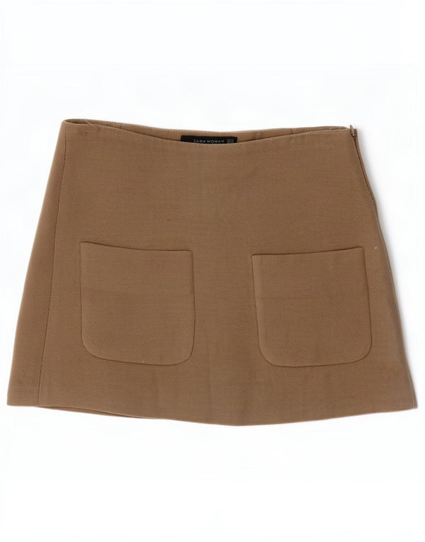 Женская мини-юбка Zara XS W24 Бежевая