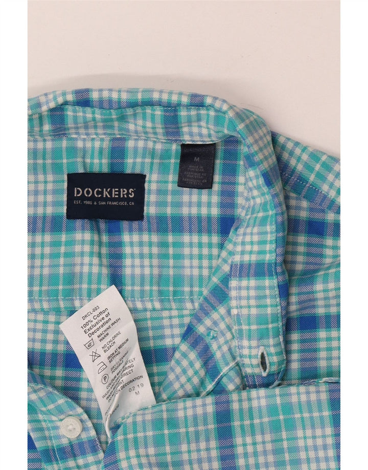 Мужская рубашка Dockers, средний размер, бирюзовая клетка, хлопок