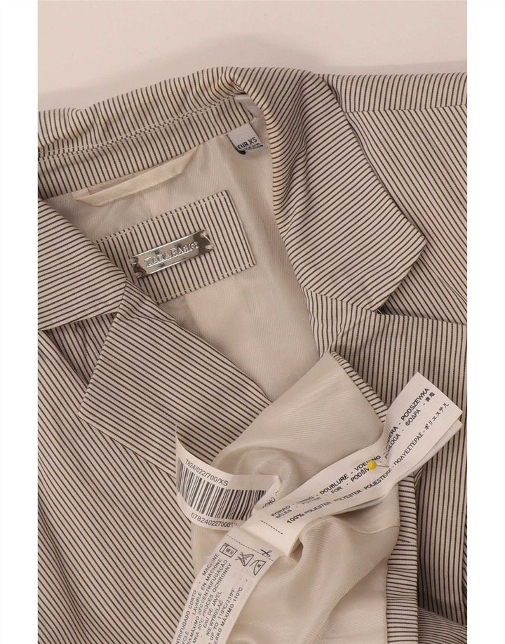Женский пиджак Zara на 1 пуговице UK 4 XS, белый полиэстер в тонкую полоску