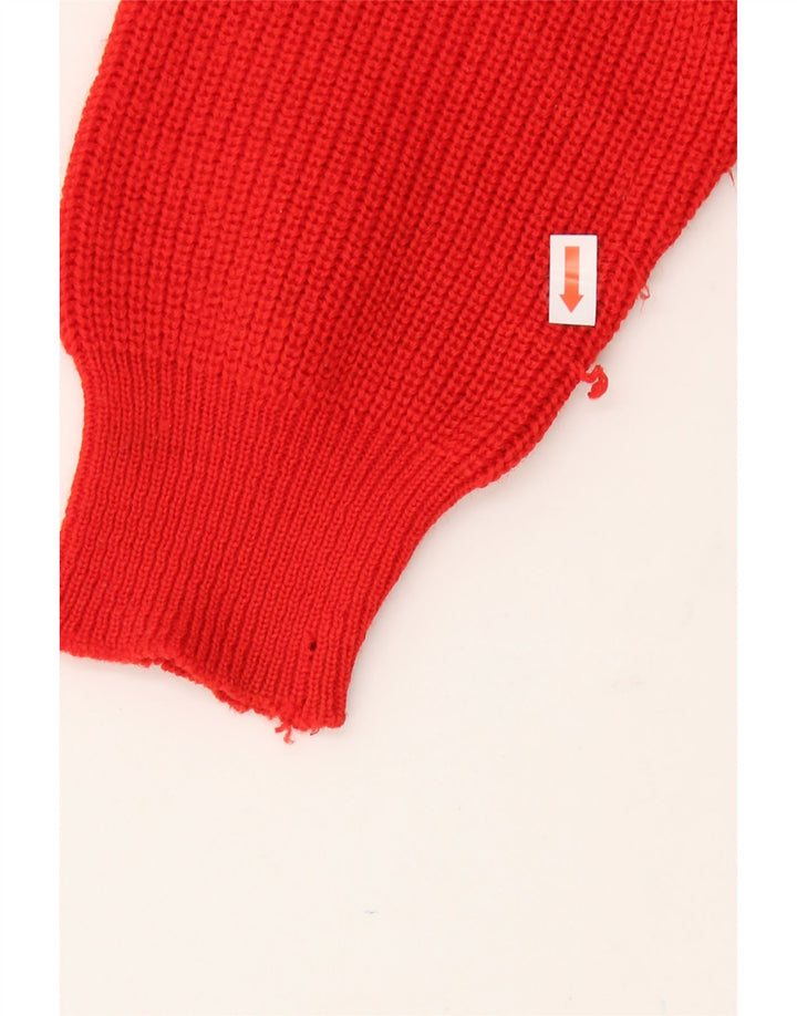 VINTAGE Womens Crew Neck Jumper Sweater UK 12 Medium Red Colourblock Wool Vintage Vintage and Second-Hand Vintage from Messina Hembry 