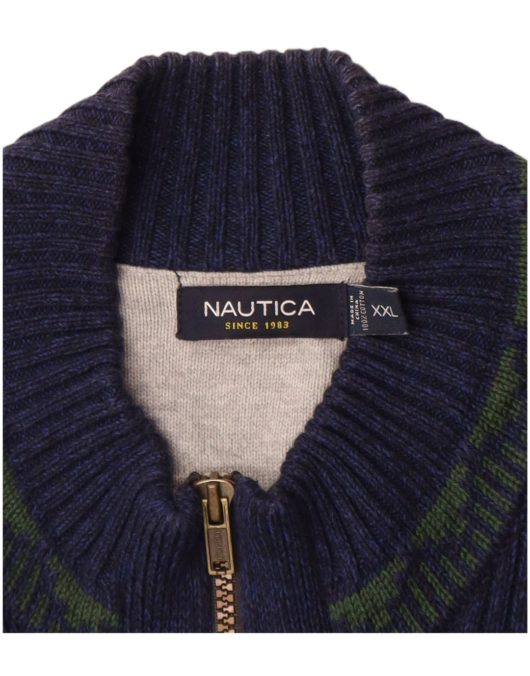 Мужской кардиган Nautica 2XL, хаки, хлопок Fair Isle