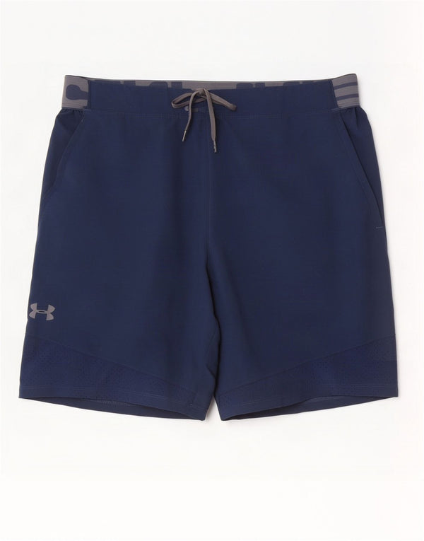 Мужские спортивные шорты с рисунком Under Armour Heat Gear XL, темно-синие, с цветными блоками