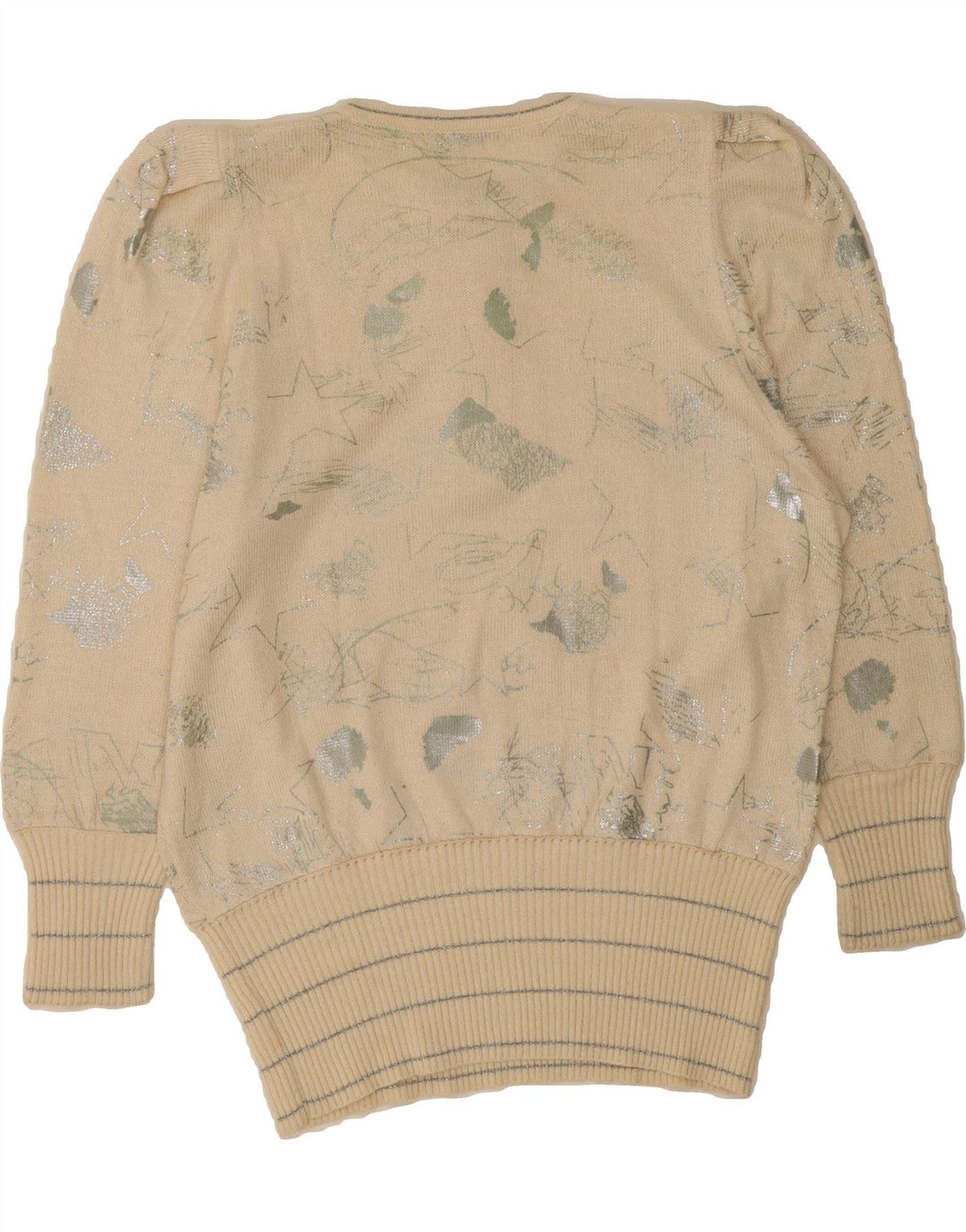 HAUBER Womens Abstract Pattern Crew Neck Jumper Sweater UK 18 XL Beige Vintage Hauber and Second-Hand Hauber from Messina Hembry 