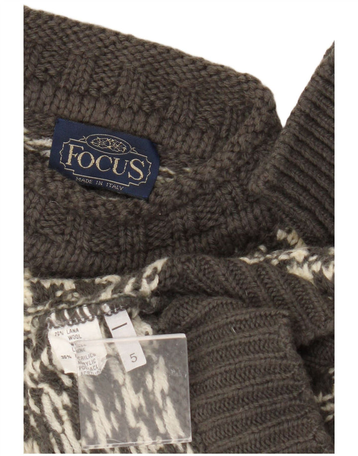 Винтажный мужской джемпер с круглым вырезом, свитер XS, серый, шерстяной с узором «гусиные лапки»