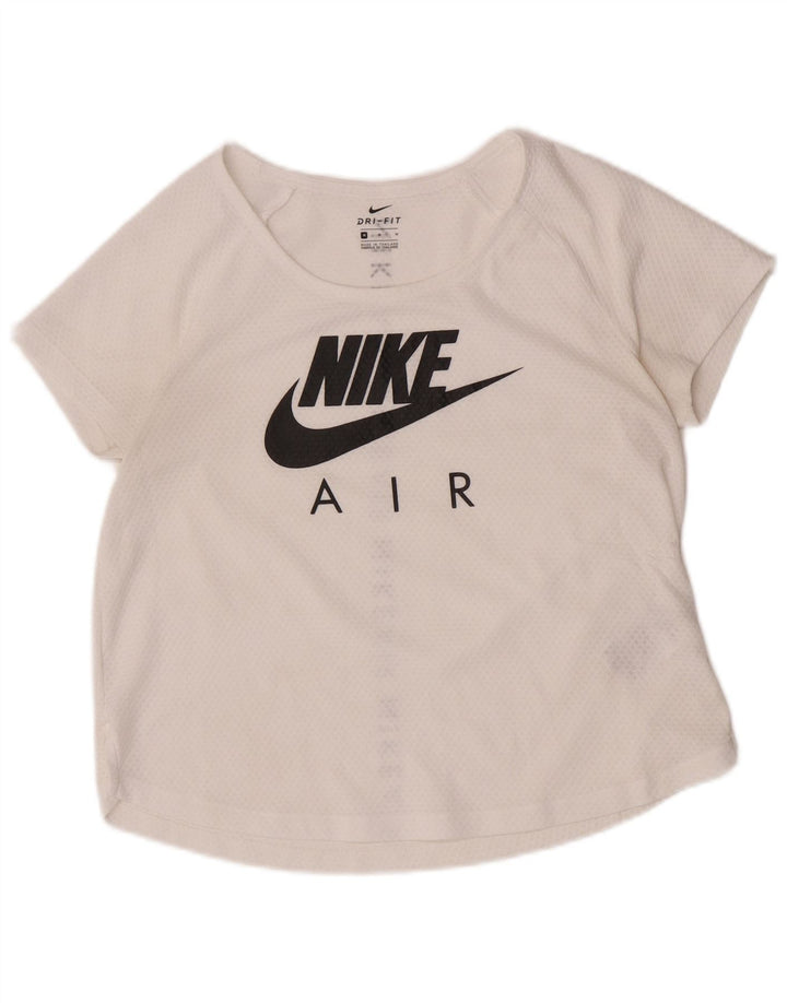 Женская футболка с рисунком Nike Dri Fit Top UK 14, средний цвет, белый полиэстер