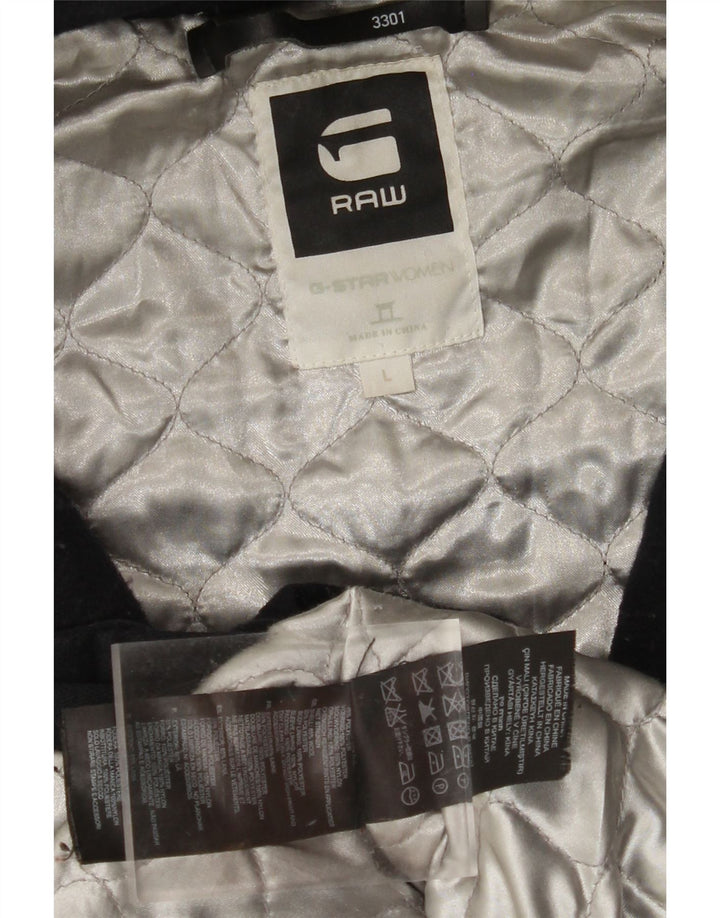 G-Star Womens 3301 Hooded Windbreaker Jacket UK 16 Large Navy Blue Wool