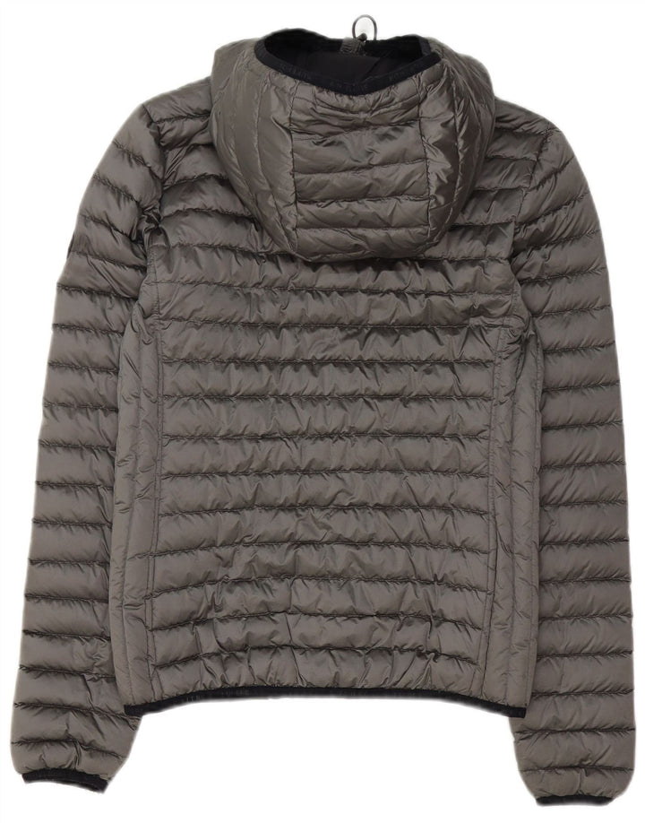 Женская утепленная куртка с капюшоном Superdry UK 8, маленький серый полиэстер