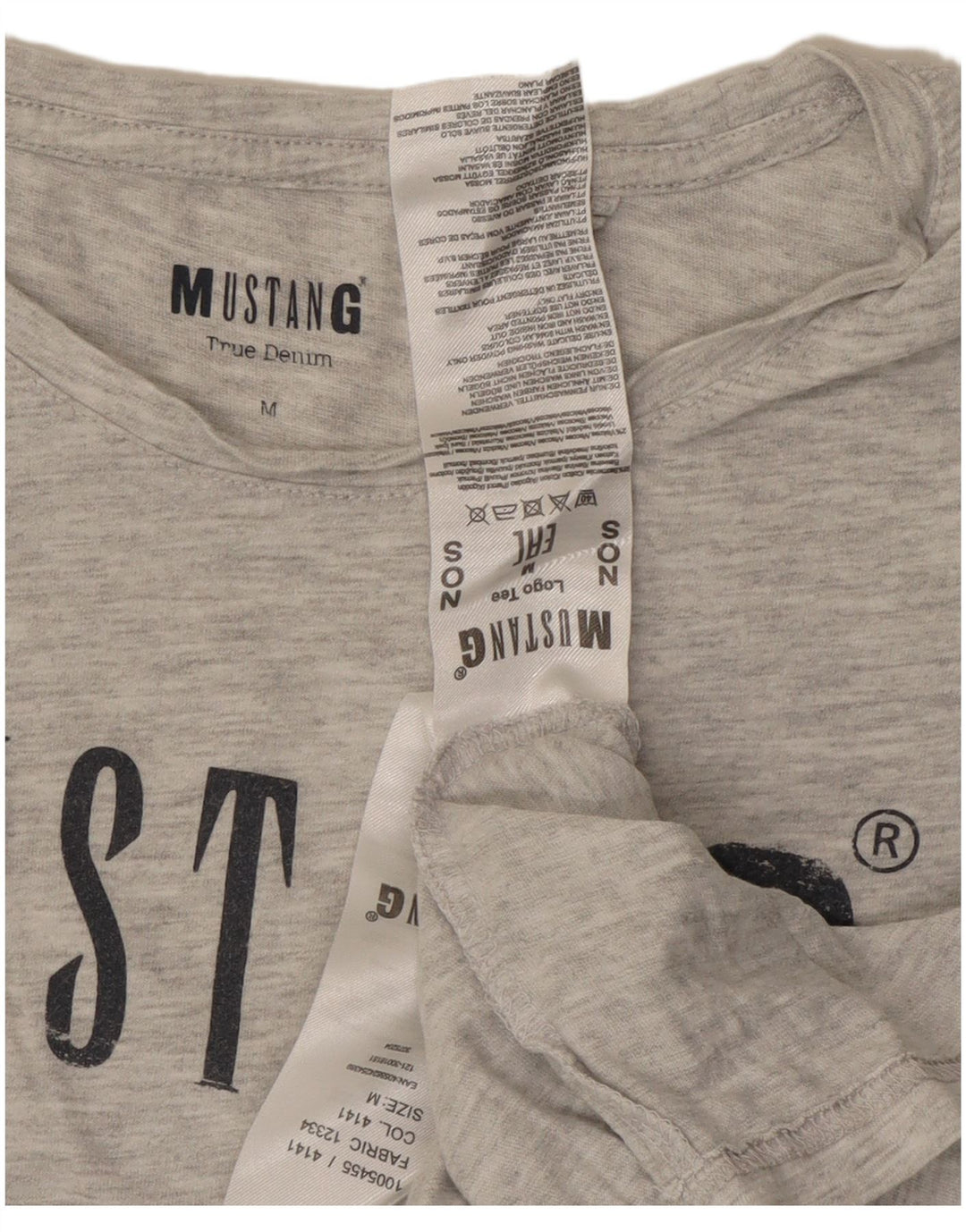 Женская футболка с рисунком MUSTANG Top UK 14, хлопок среднего серого цвета с крапинками