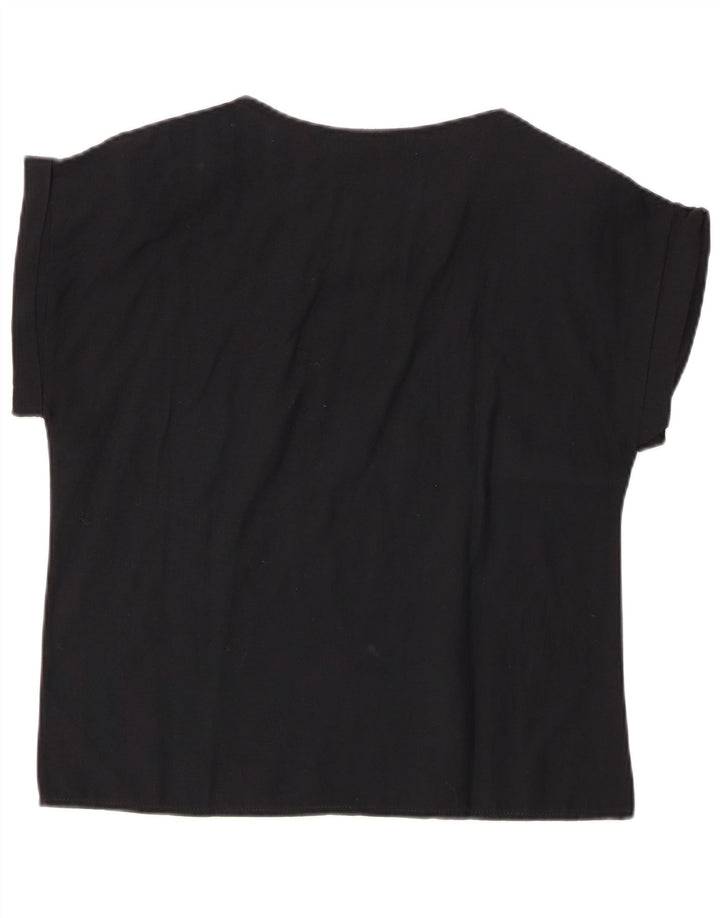 ВИНТАЖНАЯ Женская Блузка Топ IT 44 Средний Черный Цветочный Хлопок