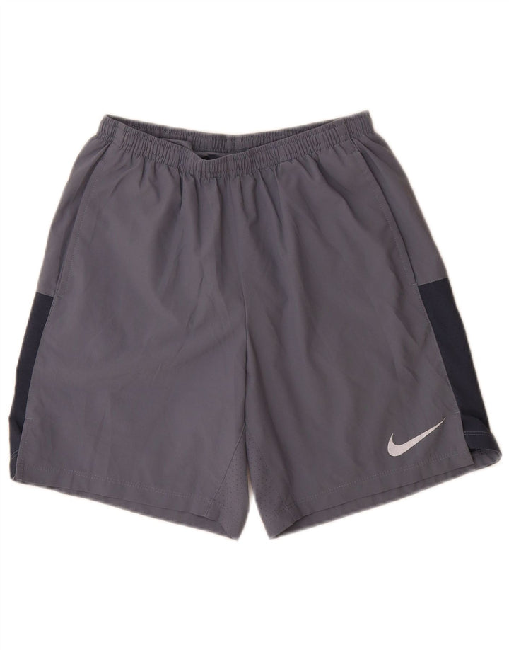 Мужские спортивные шорты Nike Dri Fit, маленькие серые, полиэстер с цветными блоками