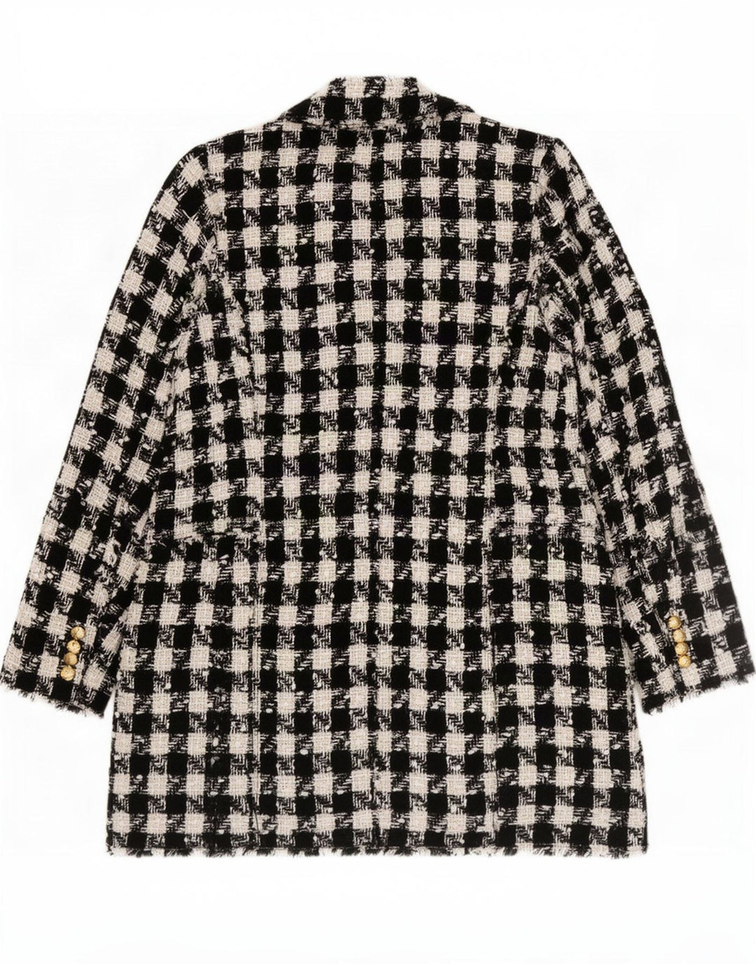 Женское двубортное пальто Zara UK 18 XL, черный полиэстер с узором «гусиные лапки»