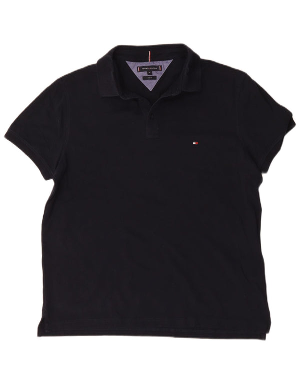Tommy Hilfiger Мужская рубашка-поло приталенного кроя XL Темно-синяя хлопковая