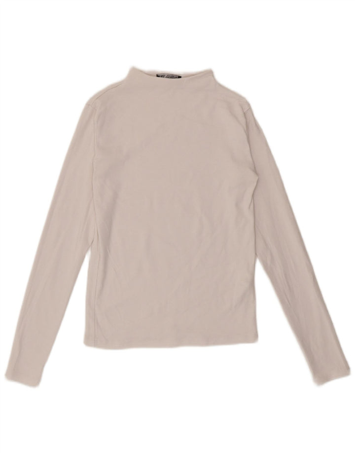 Женский топ Zara с длинным рукавом UK 12, средний белый хлопок