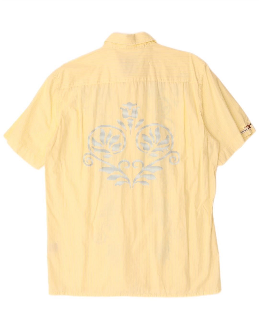Мужская рубашка DIESEL с коротким рукавом XL, желтая, хлопок с пейсли