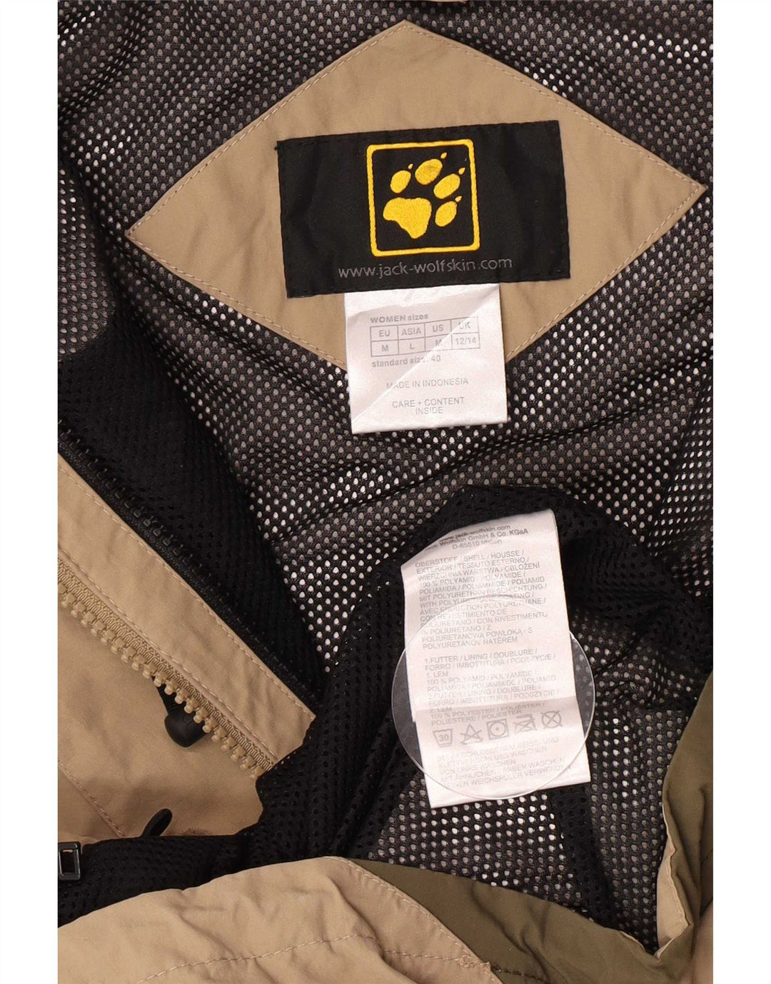 Женская дождевик с капюшоном Jack Wolfskin, Великобритания, 12/14, средний бежевый, цветной блок