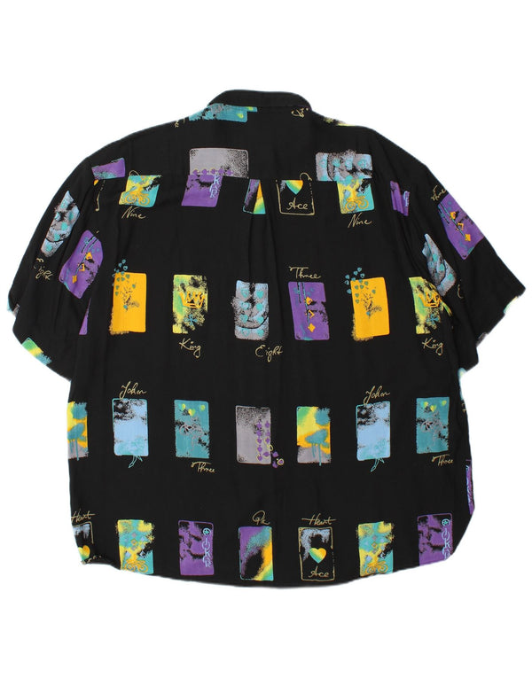 Мужская рубашка Goldress с коротким рукавом, размер 43/44 XL, черная с геометрическим рисунком