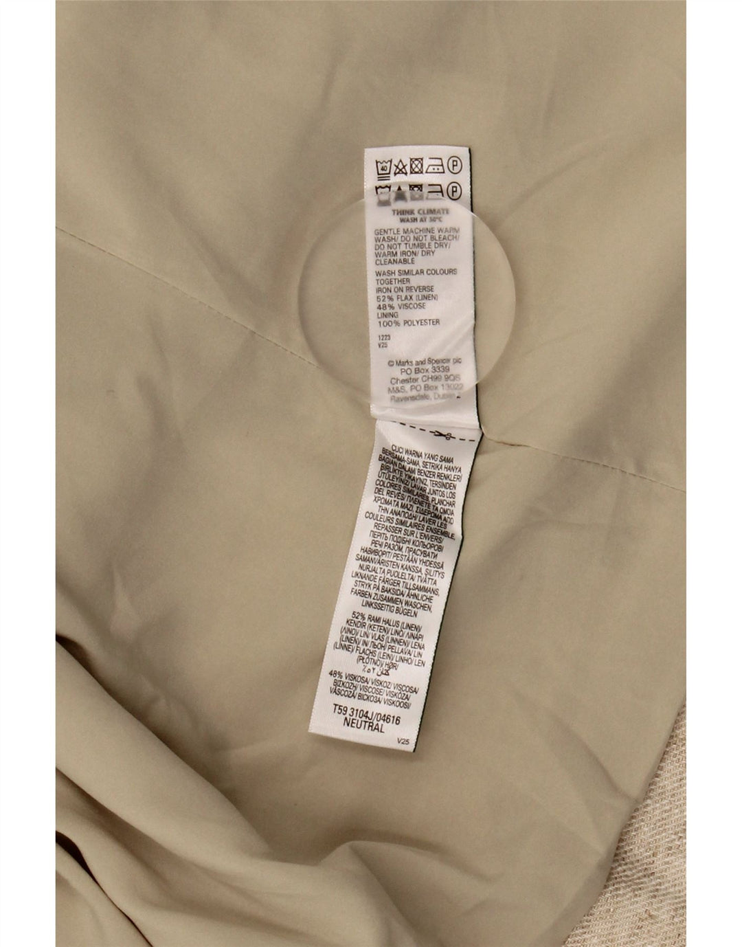 Женский открытый пиджак MARKS & SPENCER UK 20 2XL, бежевый льняной пиджак