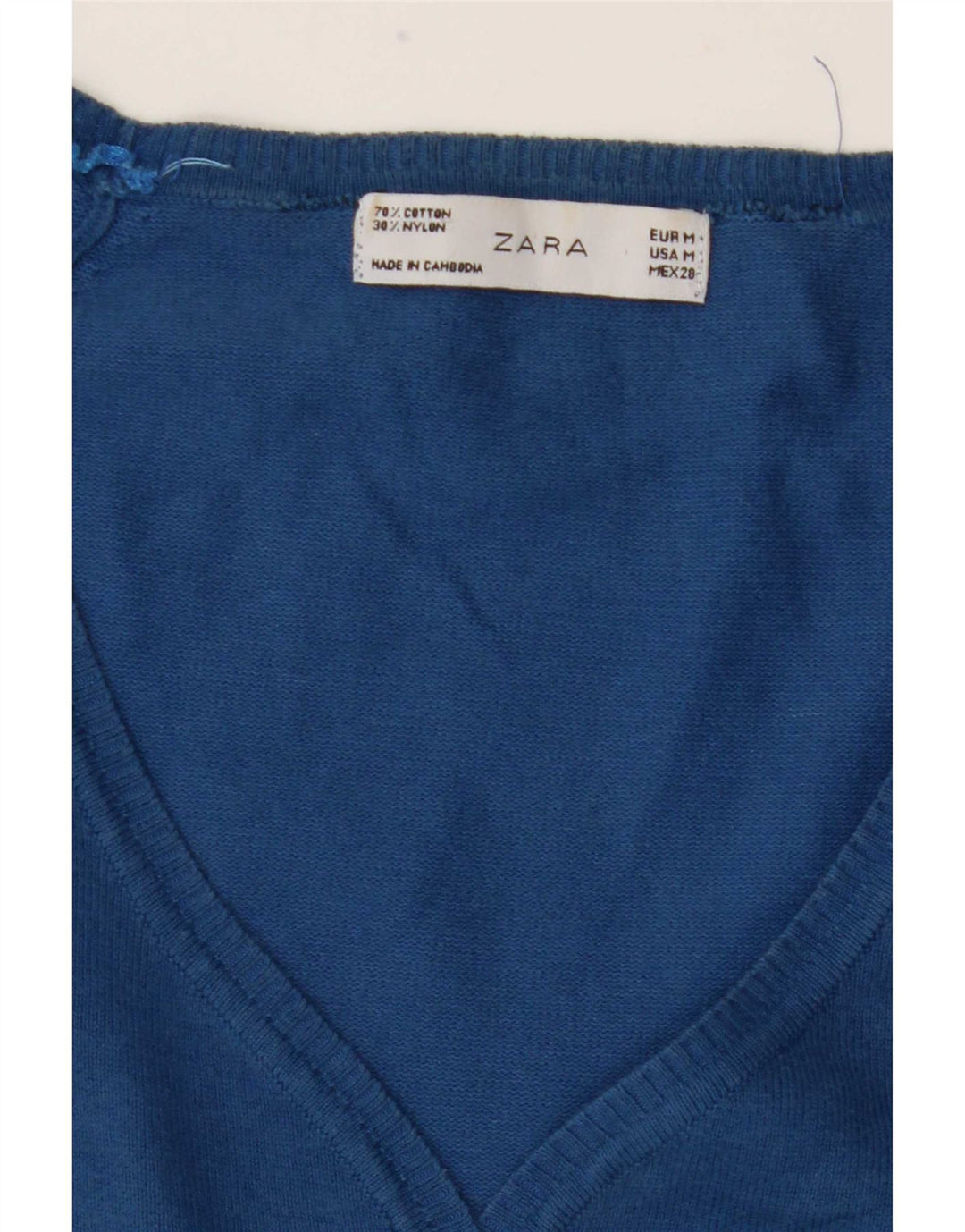 Женский кардиган Zara UK 12, хлопковый средний синий цвет