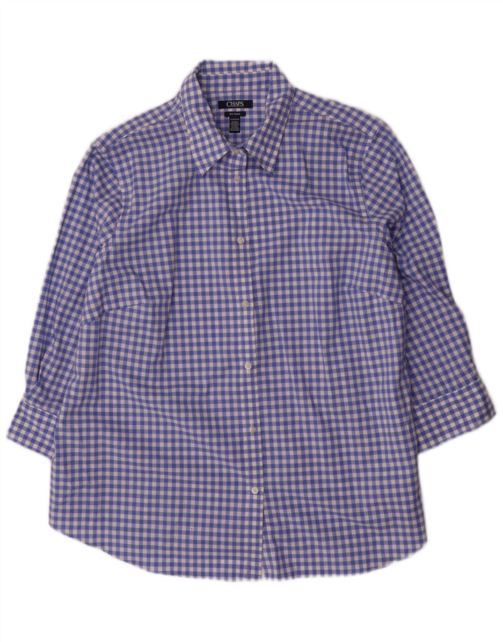 Женская рубашка Chaps UK 18 XL, синяя, хлопковая в мелкую клетку