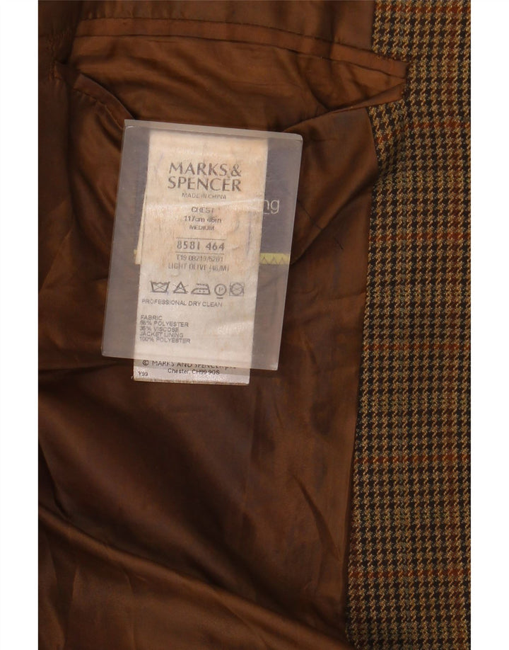 Мужской пиджак на двух пуговицах MARKS & SPENCER UK 46 XL коричневый с узором "гусиные лапки"