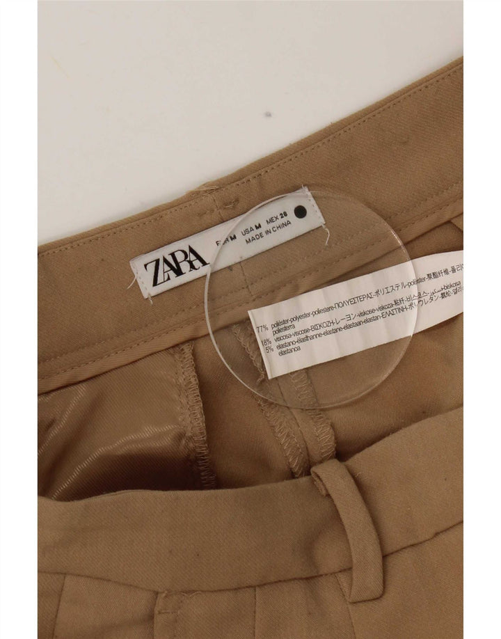 Zara Женские костюмные брюки с привязкой, средние W28 L31, бежевый полиэстер