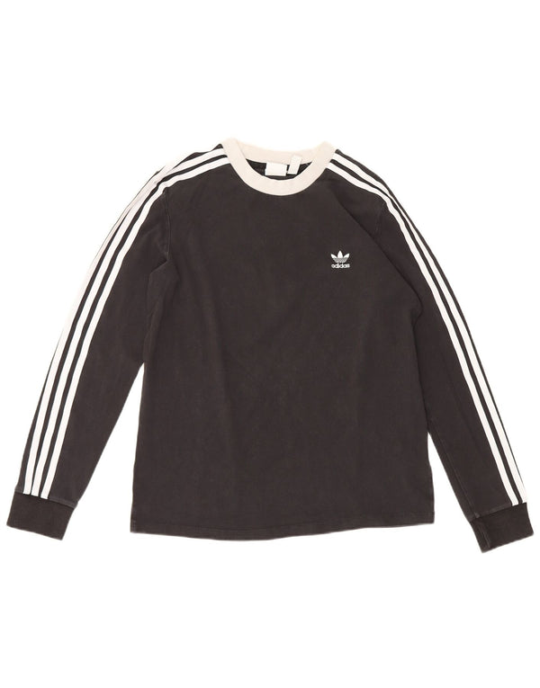 Женский топ Adidas с длинным рукавом UK 14, средний черный, хлопковый, спортивный