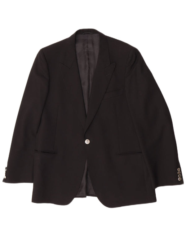 Мужской пиджак San Remo на 1 пуговице IT 54 2XL Черный из натуральной шерсти Classic