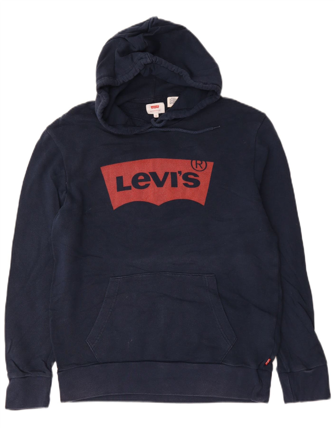 Мужской джемпер с капюшоном с рисунком Levi's, средний темно-синий, хлопковый