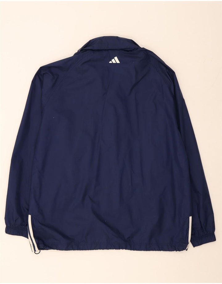 ADIDAS Mens Hooded Rain Jacket UK 44/46 Large Navy Blue Polyamide