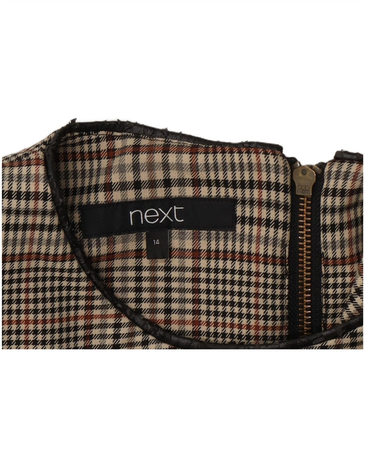 Далее Женское платье А-силуэта без рукавов UK 14 Средне-серый с узором «гусиные лапки»