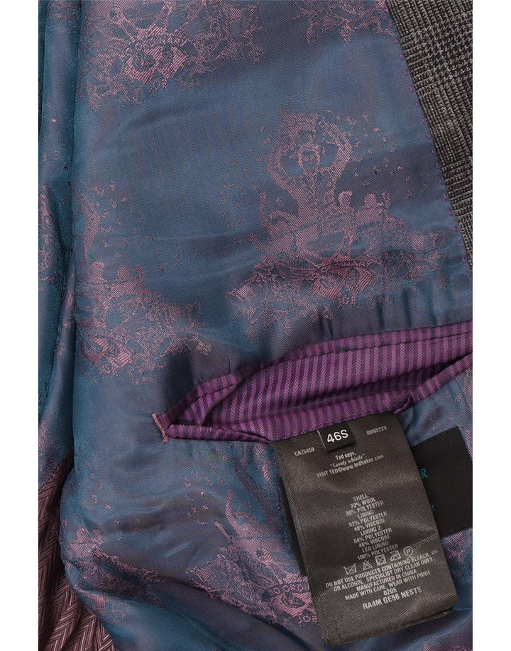 Мужской пиджак с 2 пуговицами Ted Baker UK 46 3XL, серая шерстяная клетка в клетку