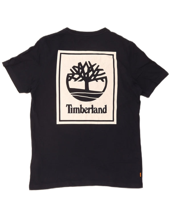 TIMBERLAND Мужская футболка обычного кроя с рисунком, маленький темно-синий хлопковый топ