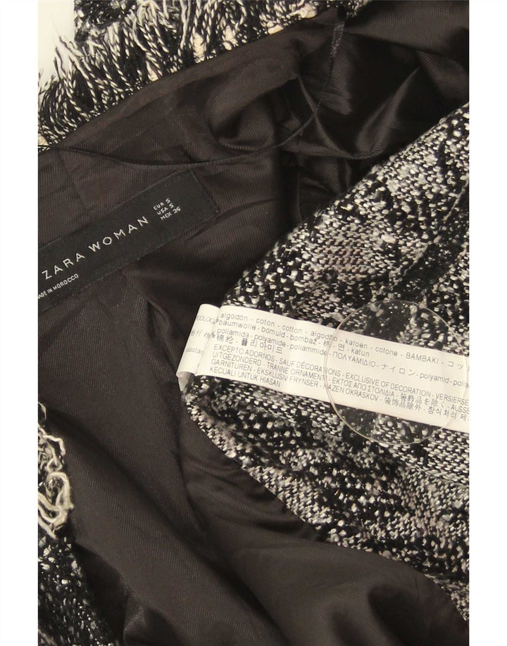 Женское открытое пальто Zara UK 10, маленькое черное, хлопок с узором «гусиные лапки»