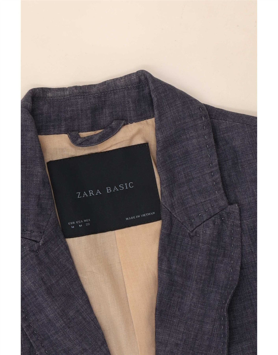 Женский пиджак на 1 пуговице Zara UK 12, средний темно-синий