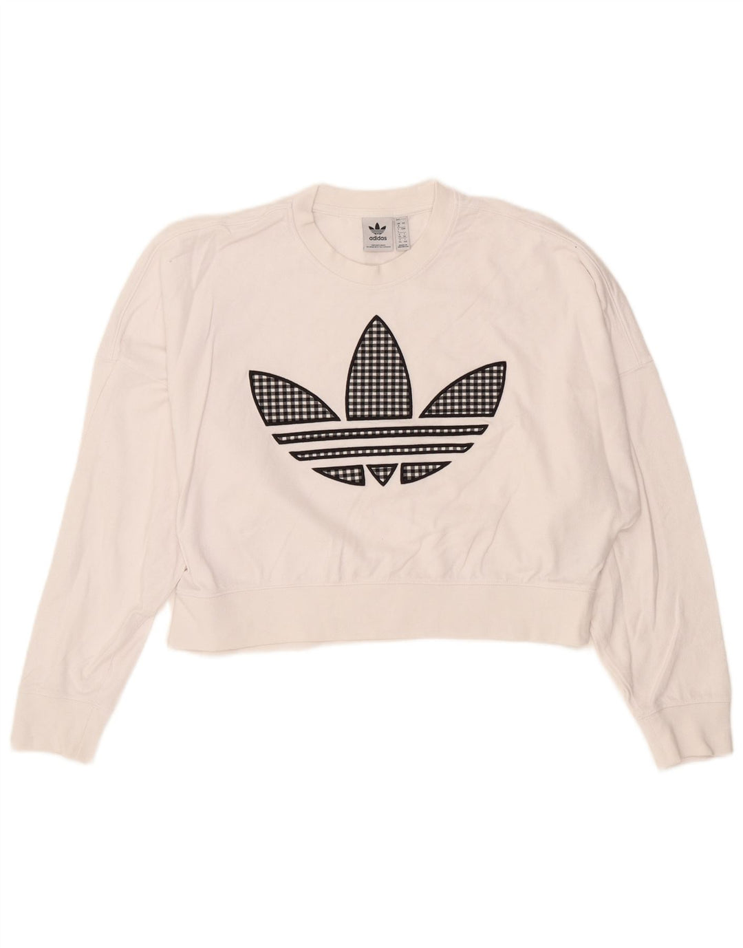 Женский укороченный свитшот оверсайз с рисунком ADIDAS UK 8, маленький белый