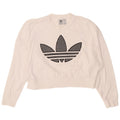 Женский укороченный свитшот оверсайз с рисунком ADIDAS UK 8, маленький белый