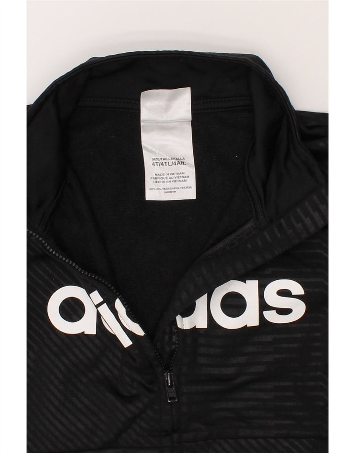 ADIDAS Boys Graphic Tracksuit Top Jacket 3-4 Years Black Striped Polyester Vintage Adidas and Second-Hand Adidas from Messina Hembry 