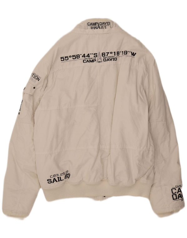 Мужская куртка-бомбер с рисунком Camp David UK 46 3XL, белый хлопок