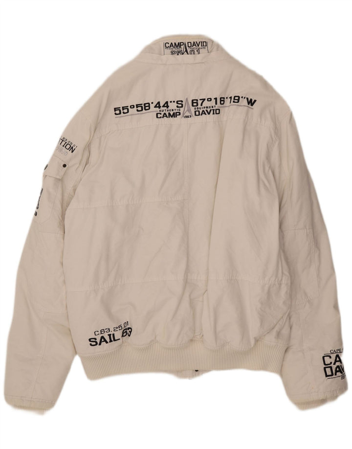 Мужская куртка-бомбер с рисунком Camp David UK 46 3XL, белый хлопок