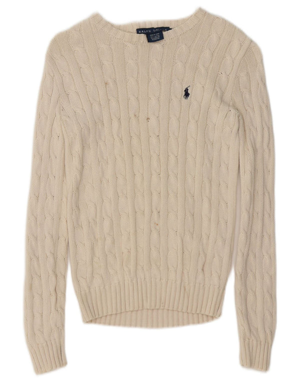 Женский джемпер с вырезом «лодочка» Ralph Lauren UK 6 XS, белый хлопок