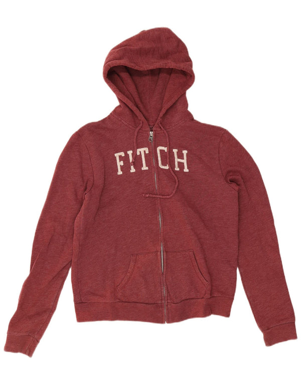 Женский свитер с капюшоном на молнии с графическим рисунком Abercrombie & Fitch UK 14, средний бордовый цвет