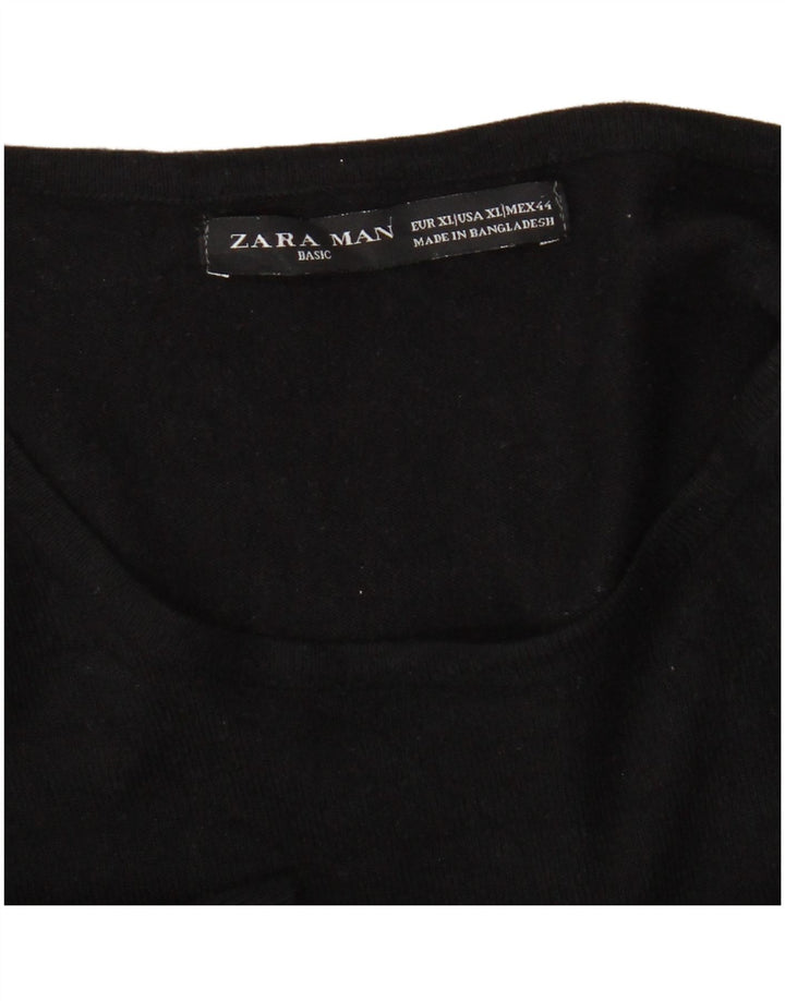 Мужской свитер с круглым вырезом Zara XL, черный
