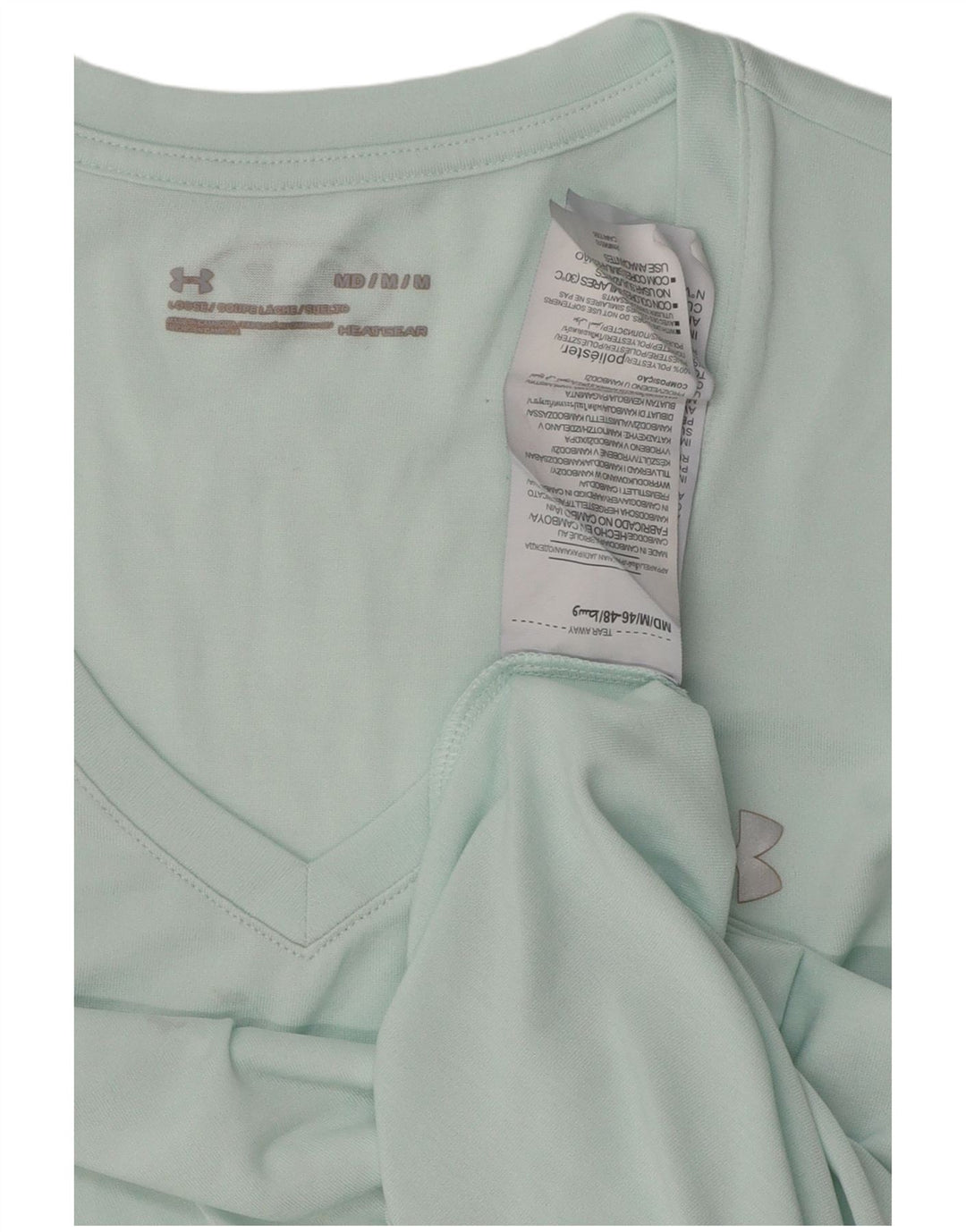 Женская футболка Heat Gear Under Armour Top UK 14, средний бирюзовый полиэстер