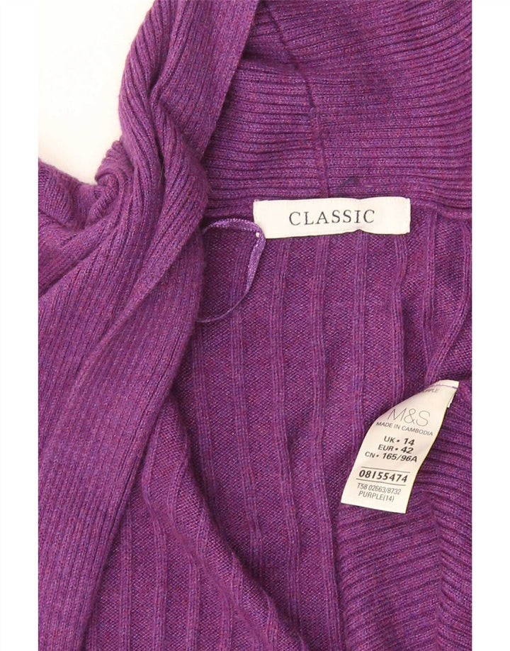 Женский открытый кардиган Marks & Spencer UK 14, средний фиолетовый, вискоза
