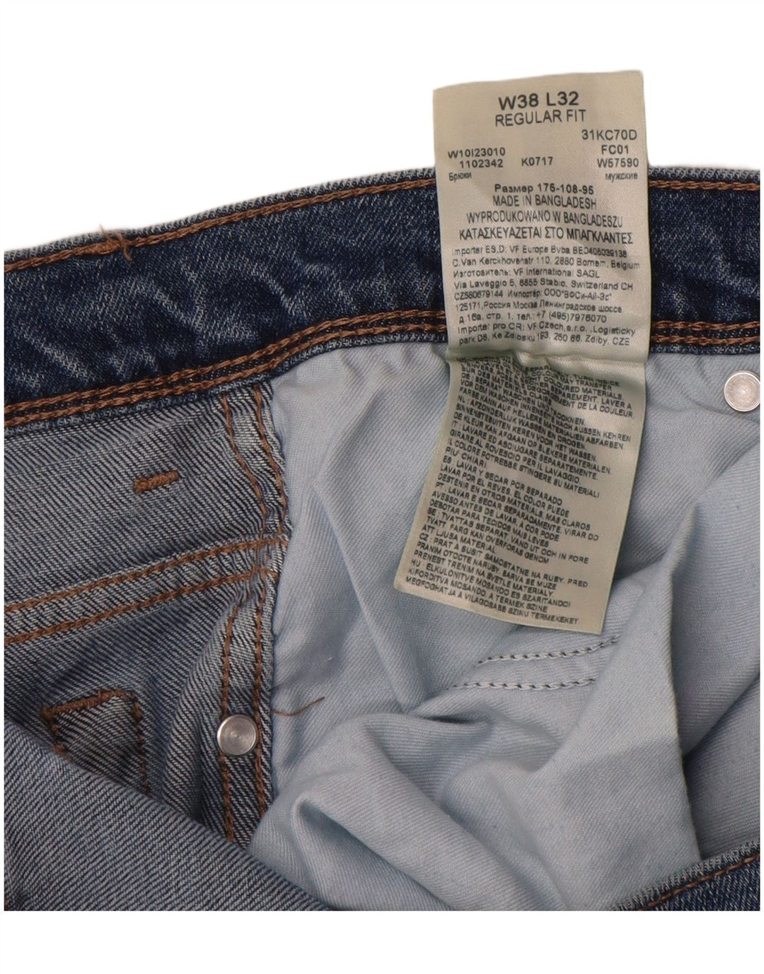 Мужские прямые джинсы Wrangler стандартного кроя W38 L32, синие, хлопок