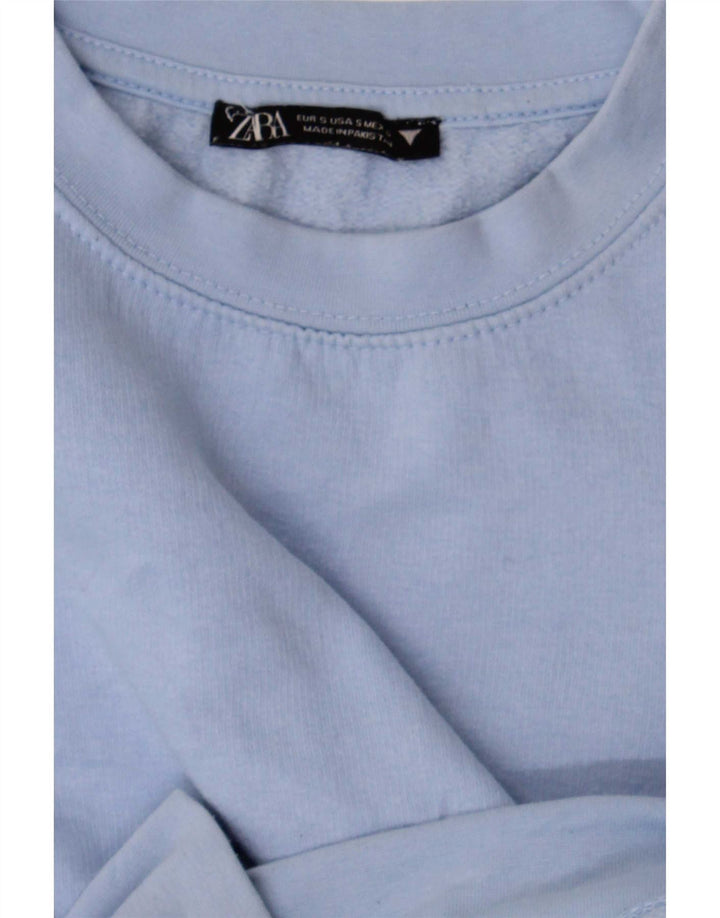 Женский укороченный свитшот оверсайз Zara UK 10, маленький синий цвет